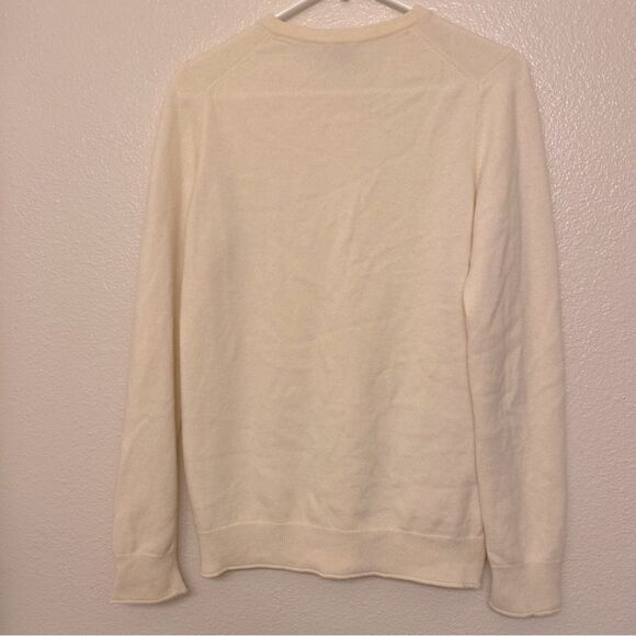 Theory F078706R white ivory 100% cashmere sweater classic minimalist crew neck L - Picture 3 of 8